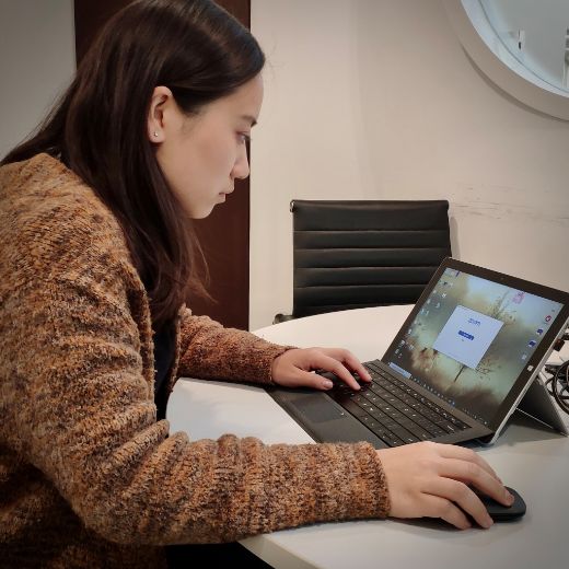 Young asian woman working at a laptop