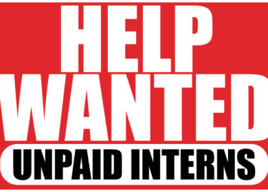 Help Wanted, Unpaid Interns sign