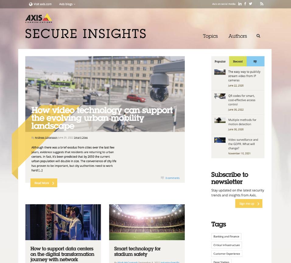 Screenshot of Axis Website