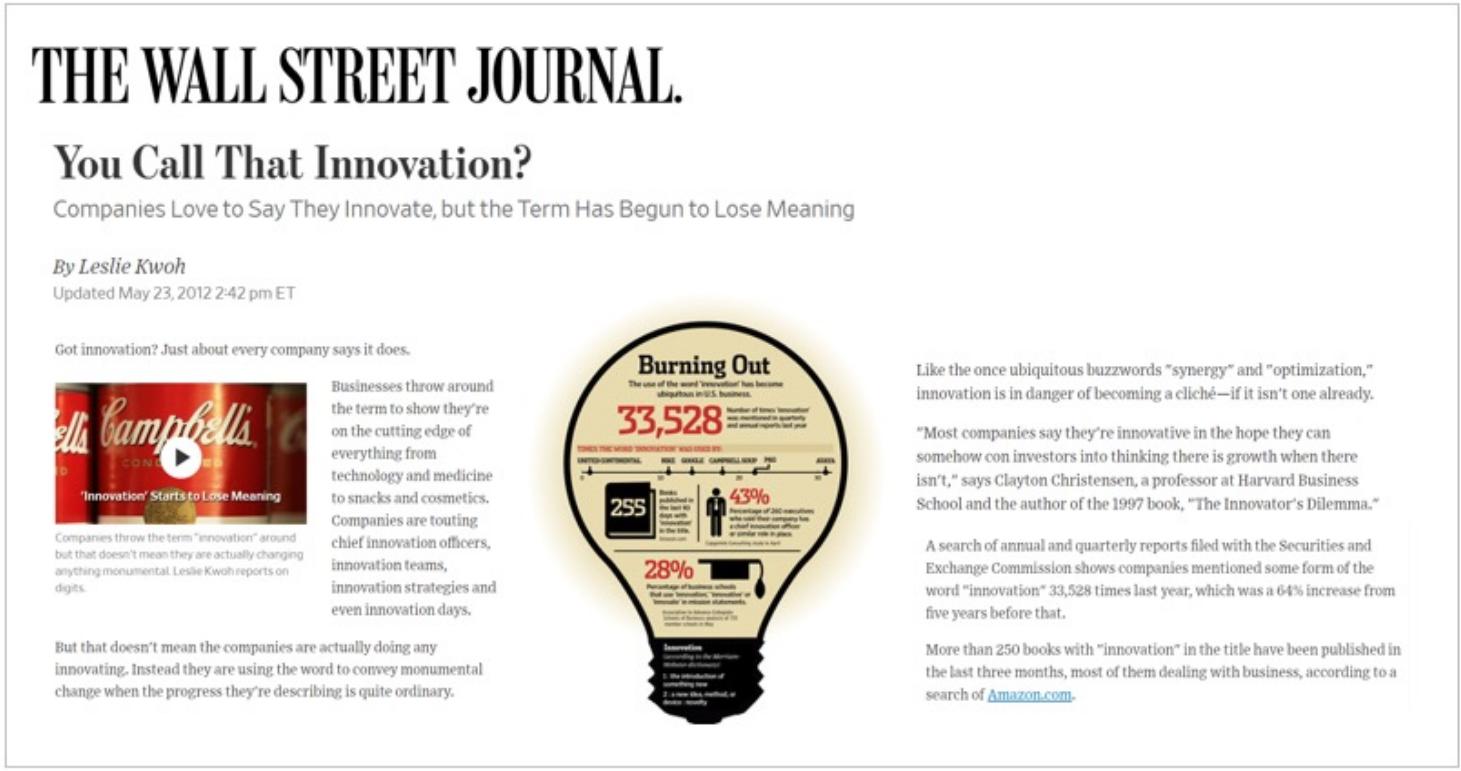 Wall Street Journal Screenshot of You Call That Innovation Article